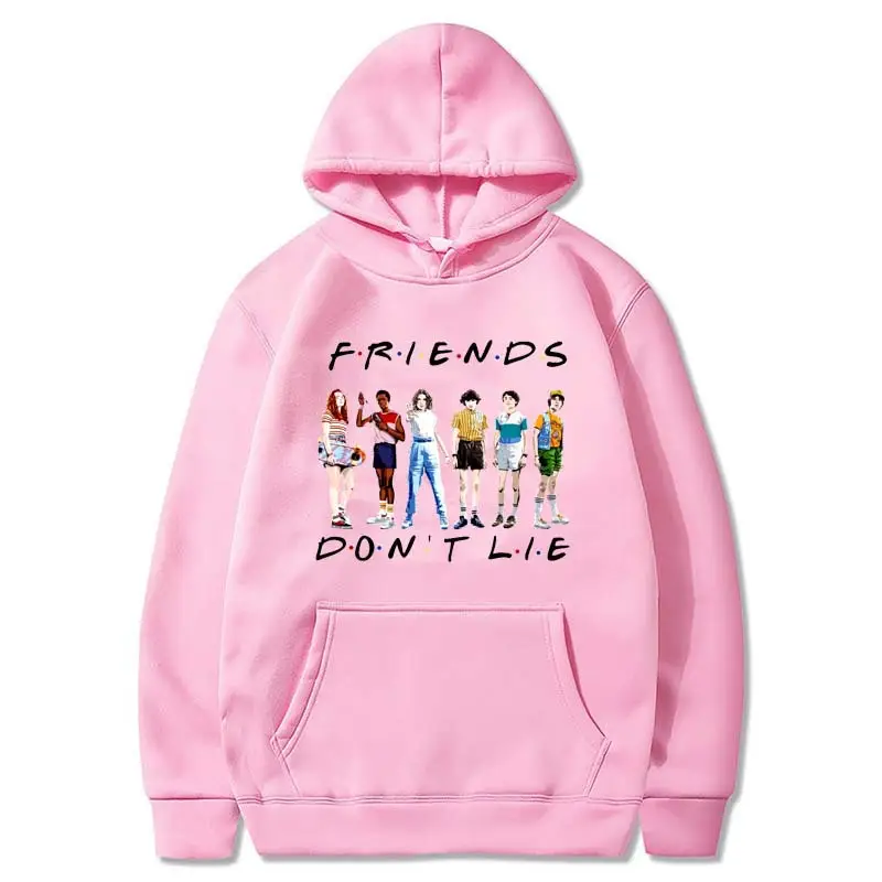Stranger Things 3 Tide Friends Hooded Sweatshirt Pink - Image 3