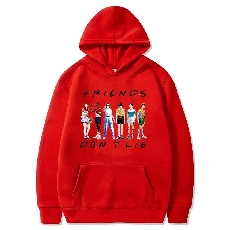 Stranger Things 3 Tide Friends Hooded Sweatshirt Pink - Image 8