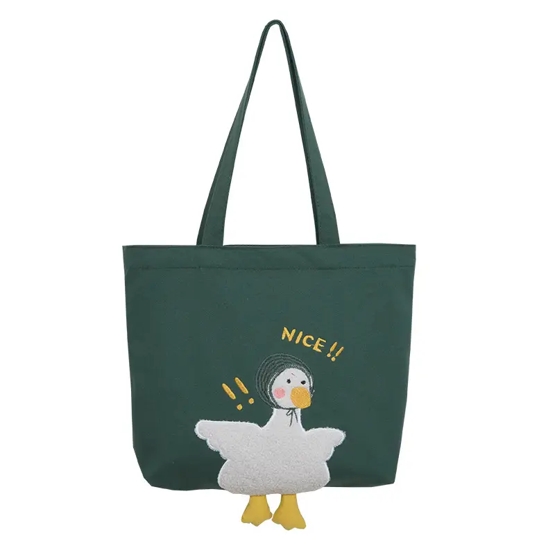Yeyu Japanese Korean Duck Embroidered Canvas Shoulder Bag - Image 10