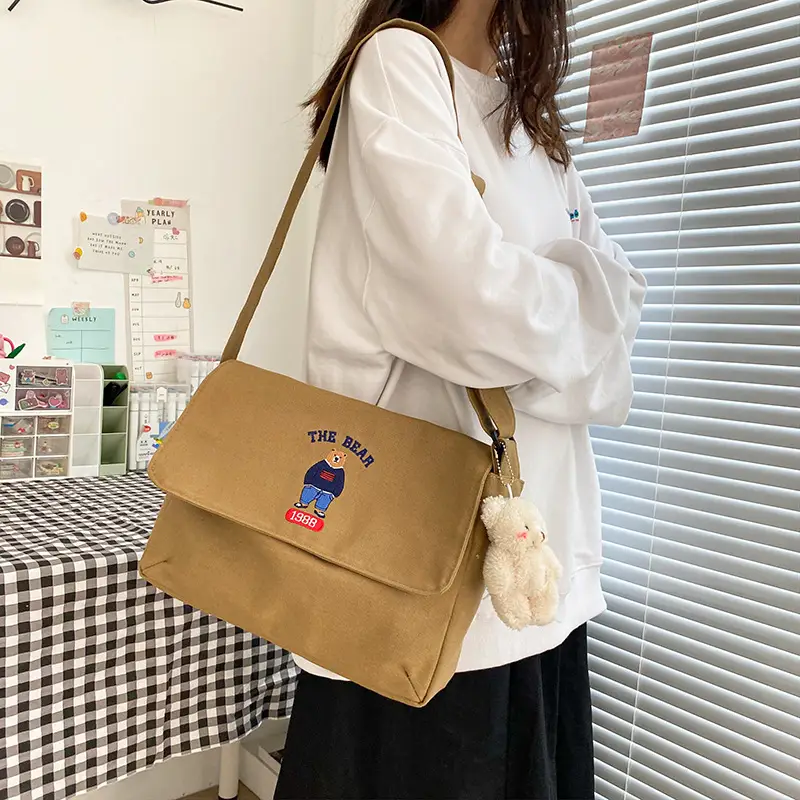 Japanese Ulzzang Cartoon Shoulder Bag for Women Black - Image 10