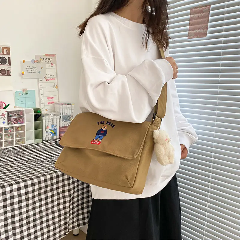 Japanese Ulzzang Cartoon Shoulder Bag for Women Black - Image 6