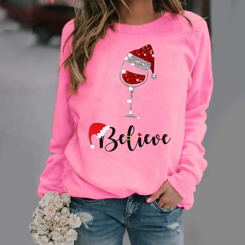 Christmas Santa Design Long Sleeve Women's Sweater - Image 3