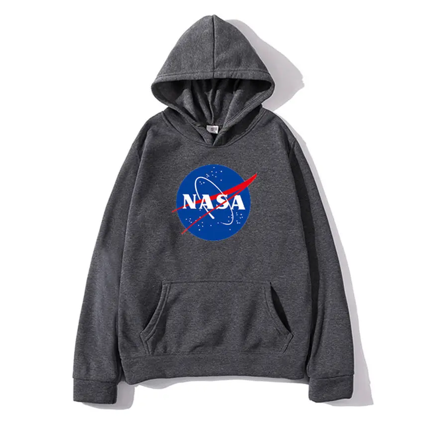 NASA Printed Hooded Sweatshirt for Men Women Beige
