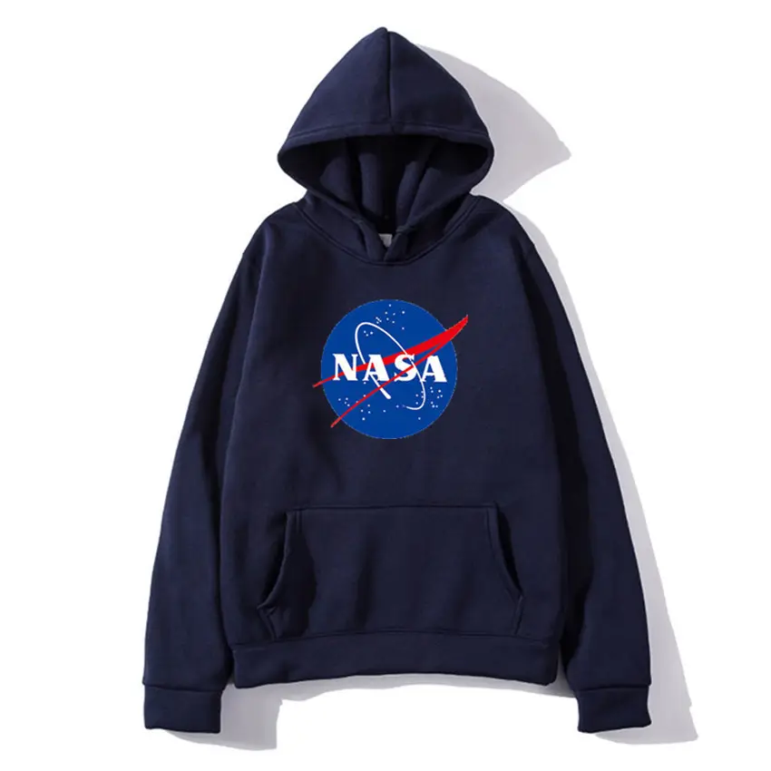 NASA Printed Hooded Sweatshirt for Men Women Beige
