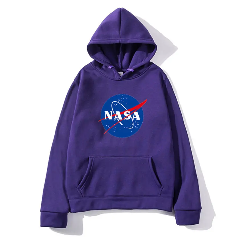 NASA Printed Hooded Sweatshirt for Men Women Beige