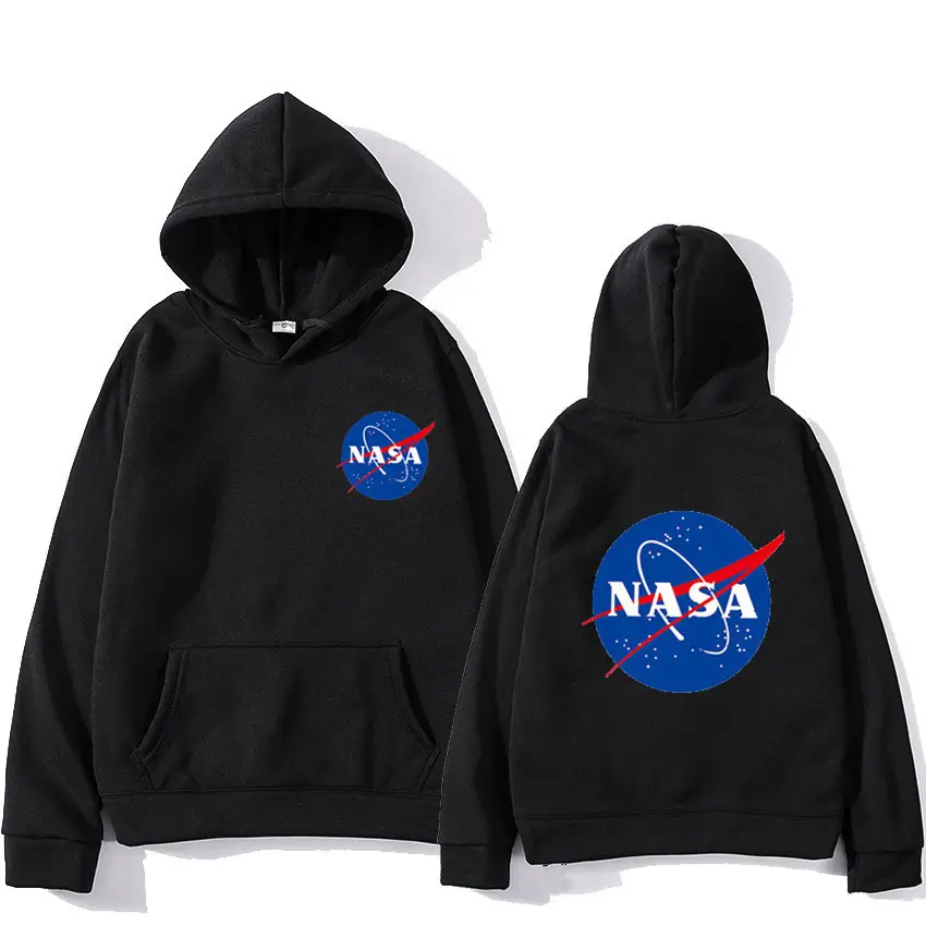 NASA Printed Hooded Sweatshirt for Men Women Beige