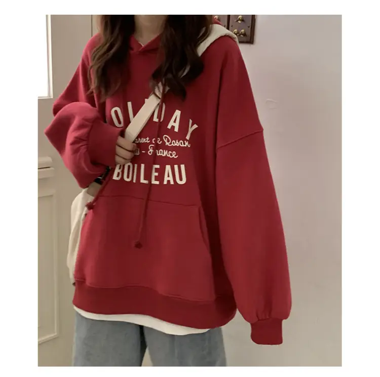 Women Grey Printed Hooded Sweatshirt with Drawstring — feature 11