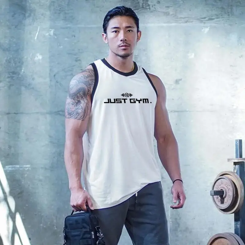 Men's White Muscle Vest Gym Training Vest - Image 8