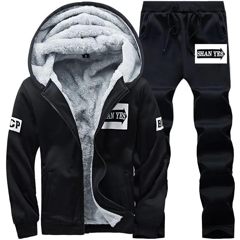 Men's Black Fleece Lined Sports Suit Large