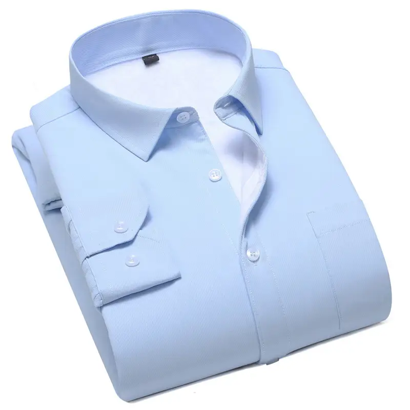 Men's Fleece Lined White Striped Business Shirt Large - Image 8