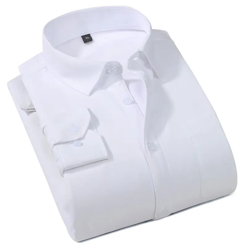 Men's Fleece Lined White Striped Business Shirt Large - Image 11