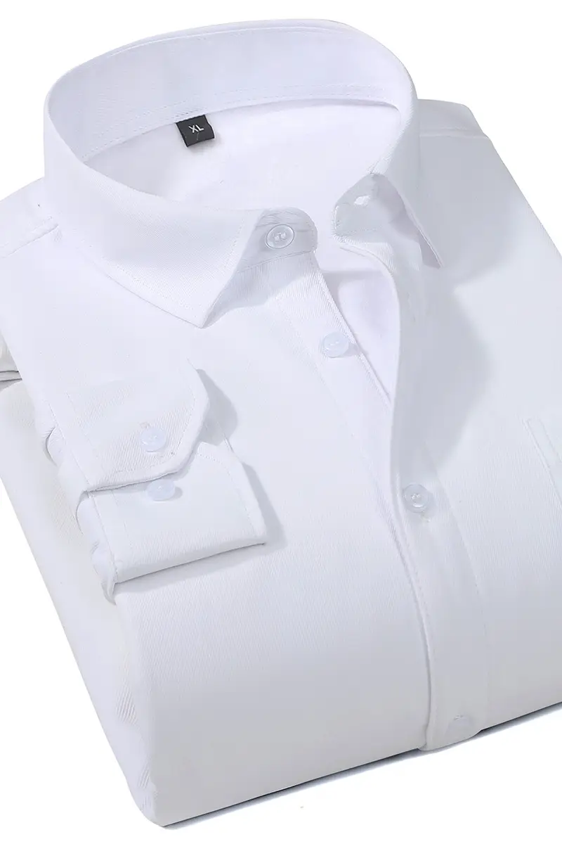 Men's Fleece Lined White Striped Business Shirt Large - Image 12