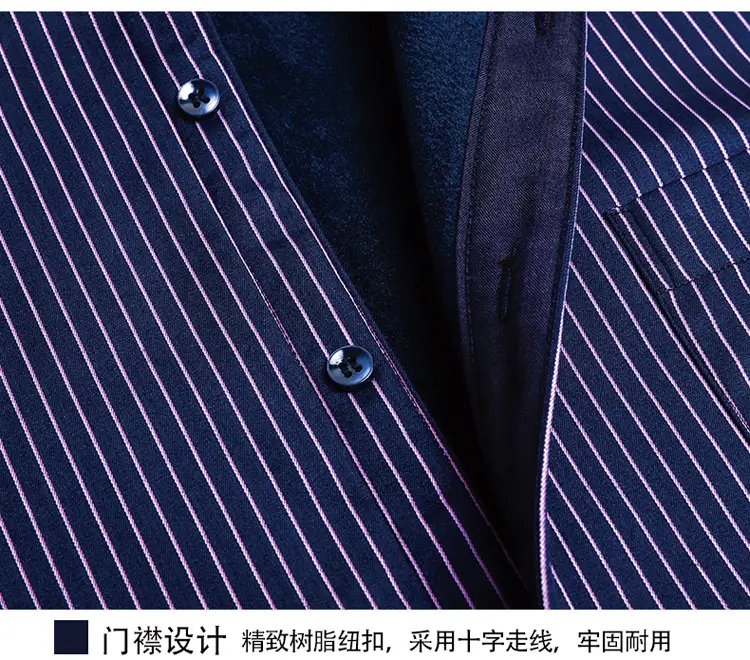 Men's Fleece Lined White Striped Business Shirt Large — feature 8