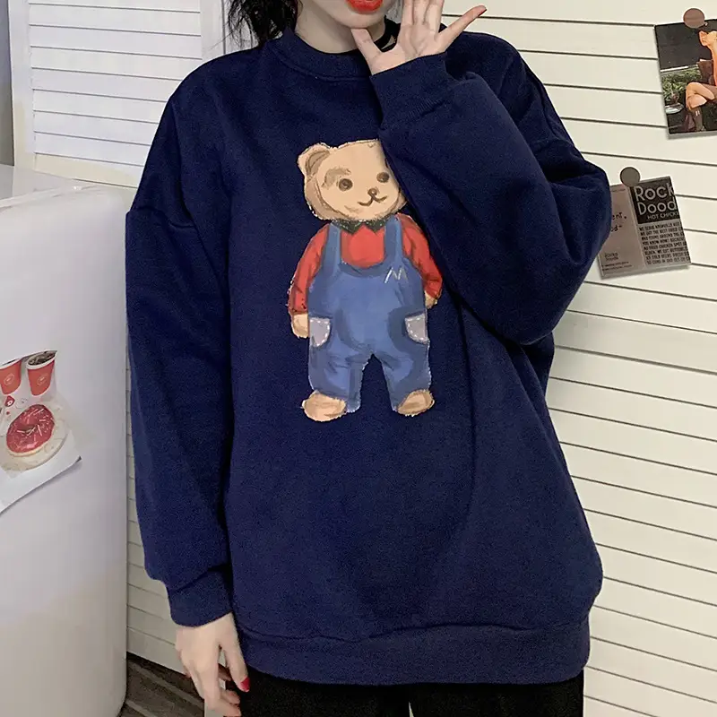 Women Red Bear Print Sweatshirt Set Long Sleeve — feature 41