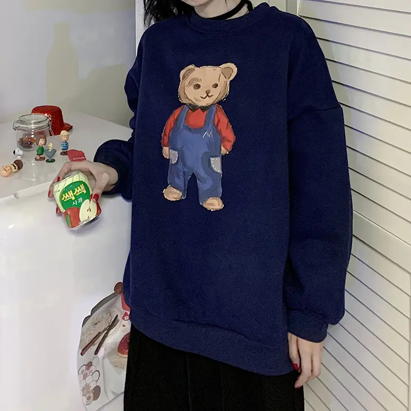 Women Red Bear Print Sweatshirt Set Long Sleeve — feature 42