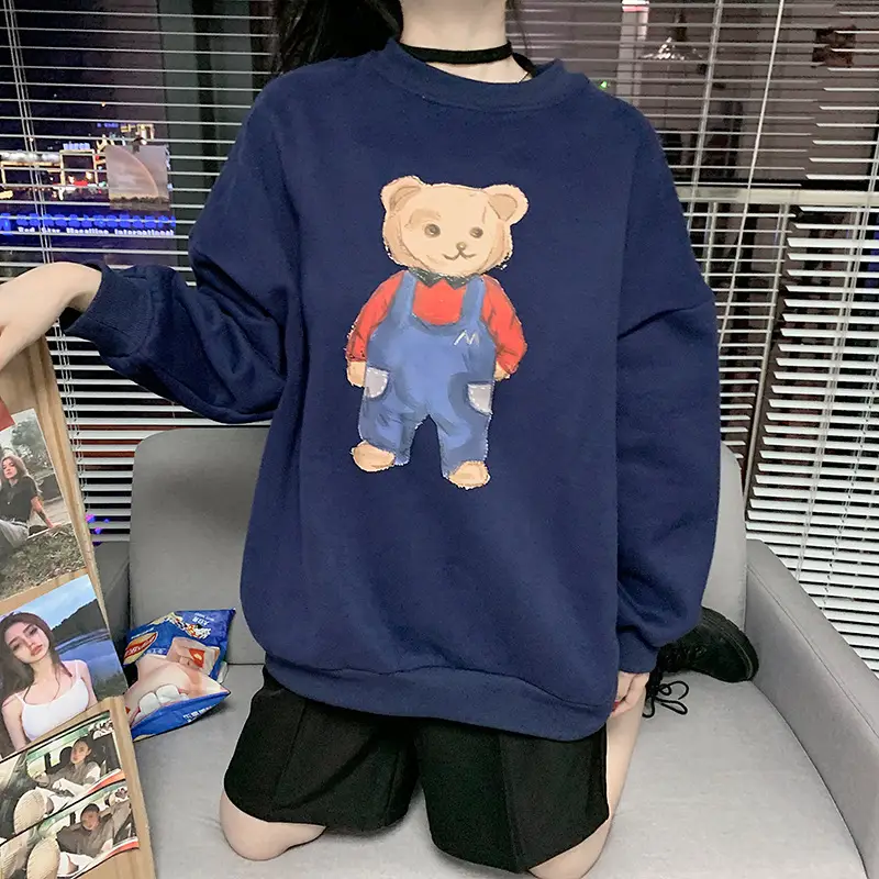 Women Red Bear Print Sweatshirt Set Long Sleeve — feature 49