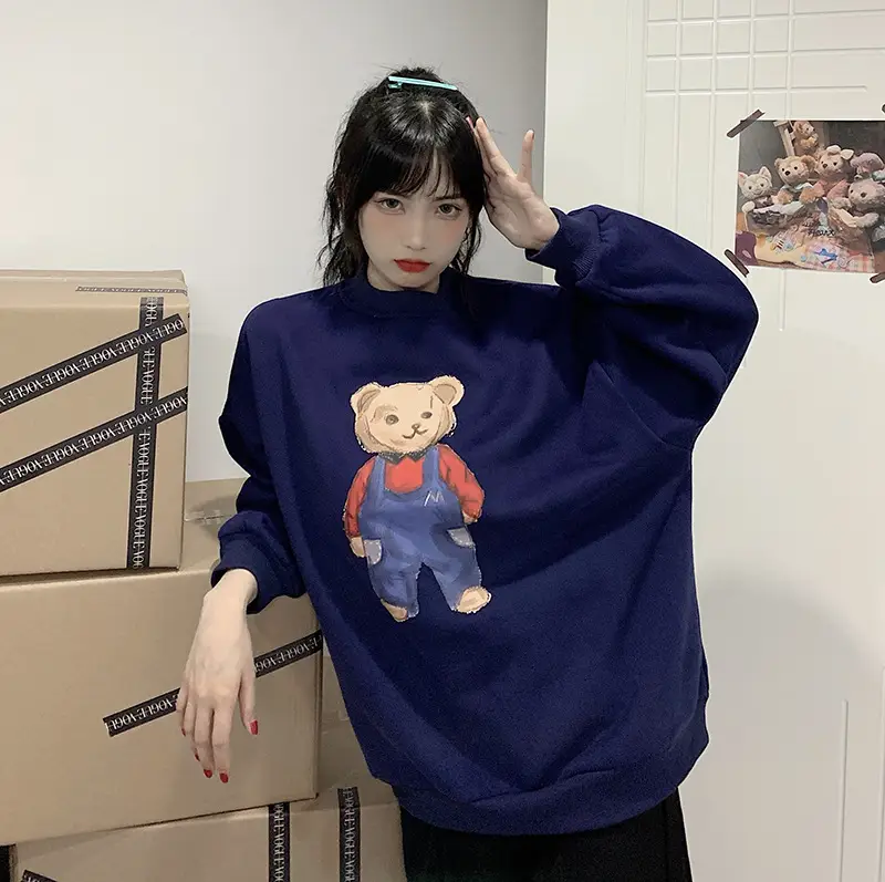 Women Red Bear Print Sweatshirt Set Long Sleeve — feature 50