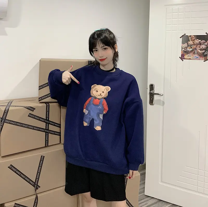 Women Red Bear Print Sweatshirt Set Long Sleeve — feature 51