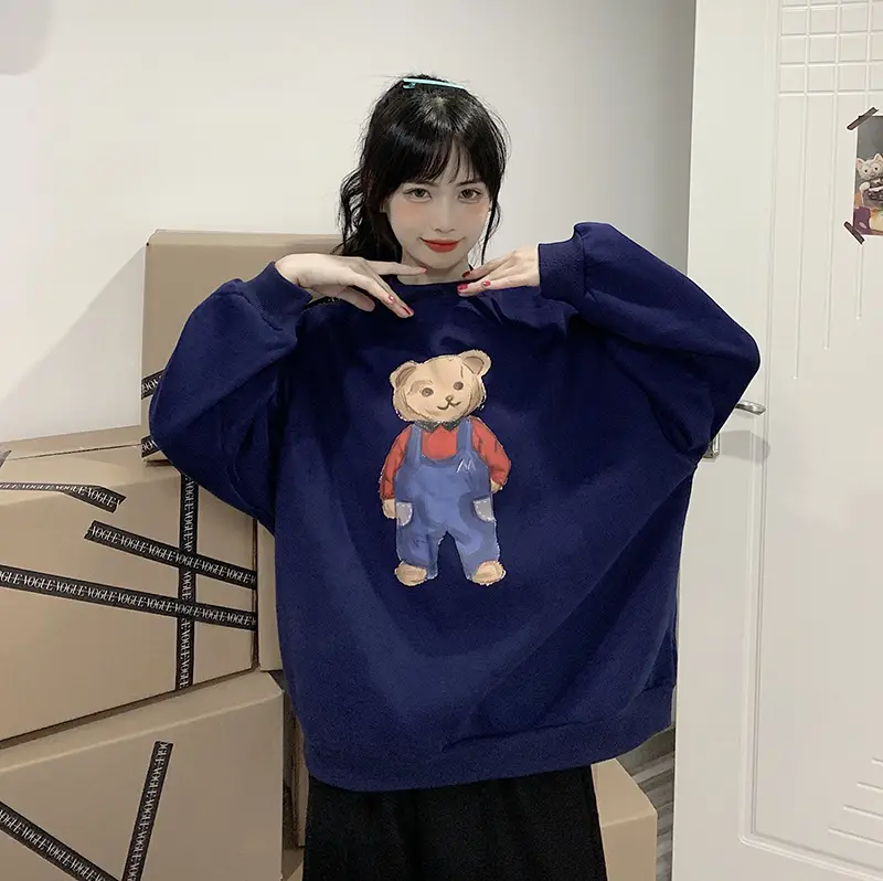 Women Red Bear Print Sweatshirt Set Long Sleeve — feature 52