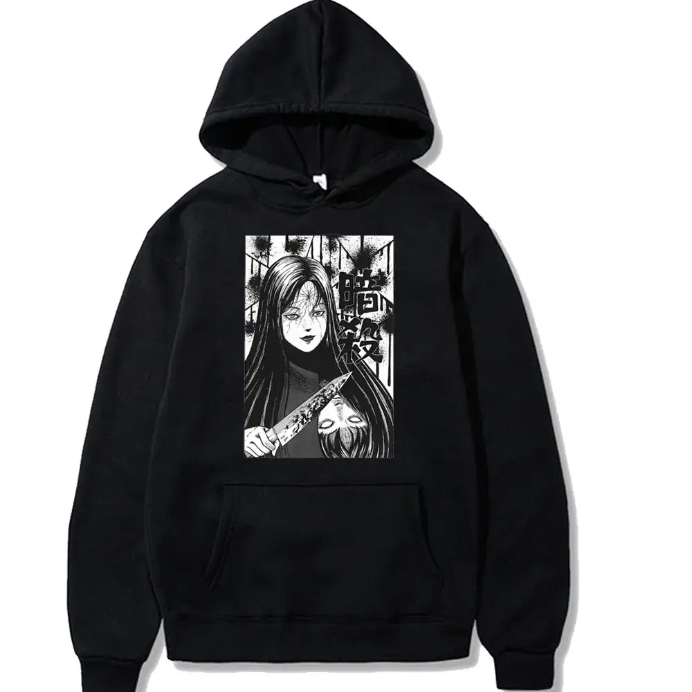 Pink Junji Ito Horror Hoodie Plus Size Velvet