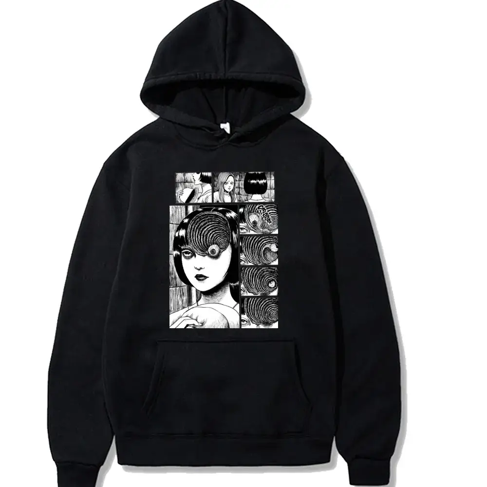 Pink Junji Ito Horror Hoodie Plus Size Velvet