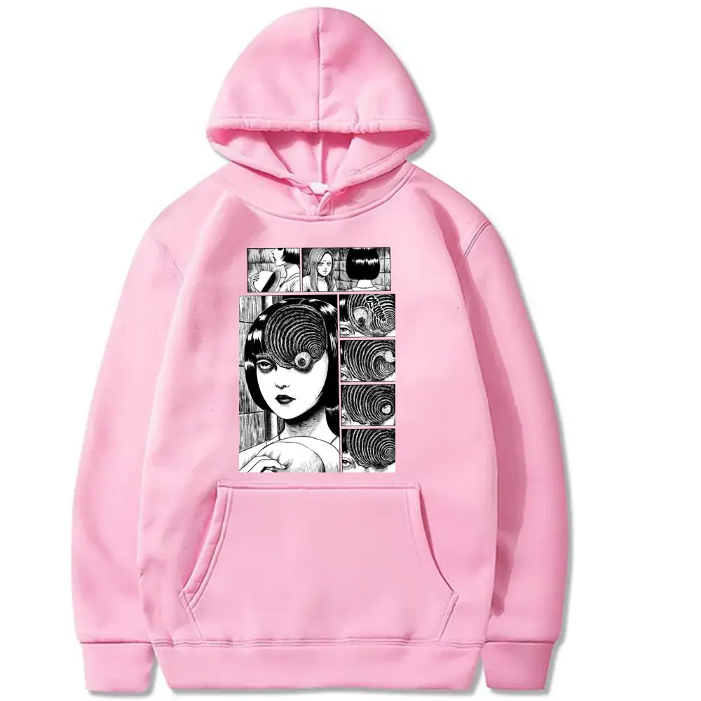 Pink Junji Ito Horror Hoodie Plus Size Velvet