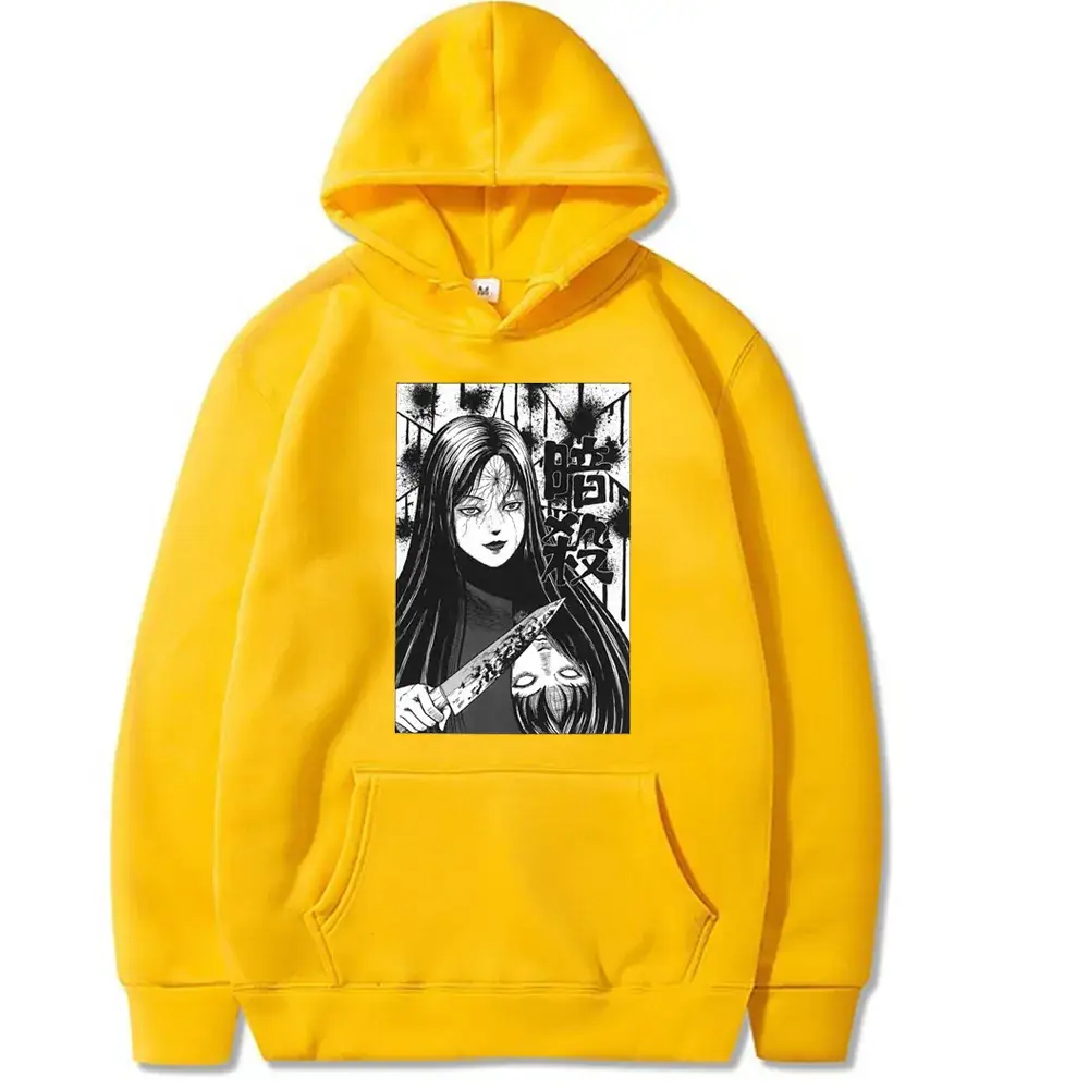 Pink Junji Ito Horror Hoodie Plus Size Velvet