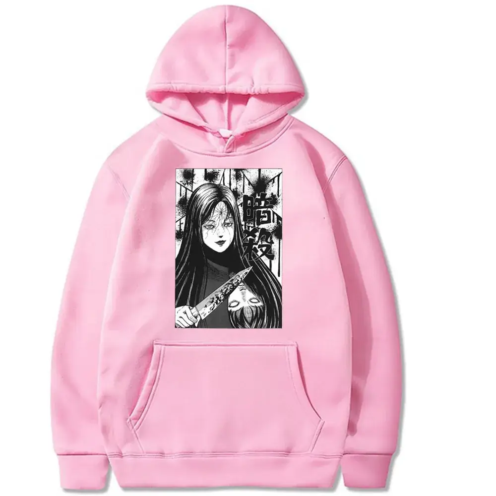 Pink Junji Ito Horror Hoodie Plus Size Velvet