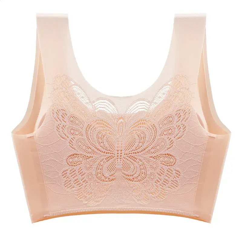 Seamless Breathable Plus Size Sports Bra with Embroidered Design - Image 3