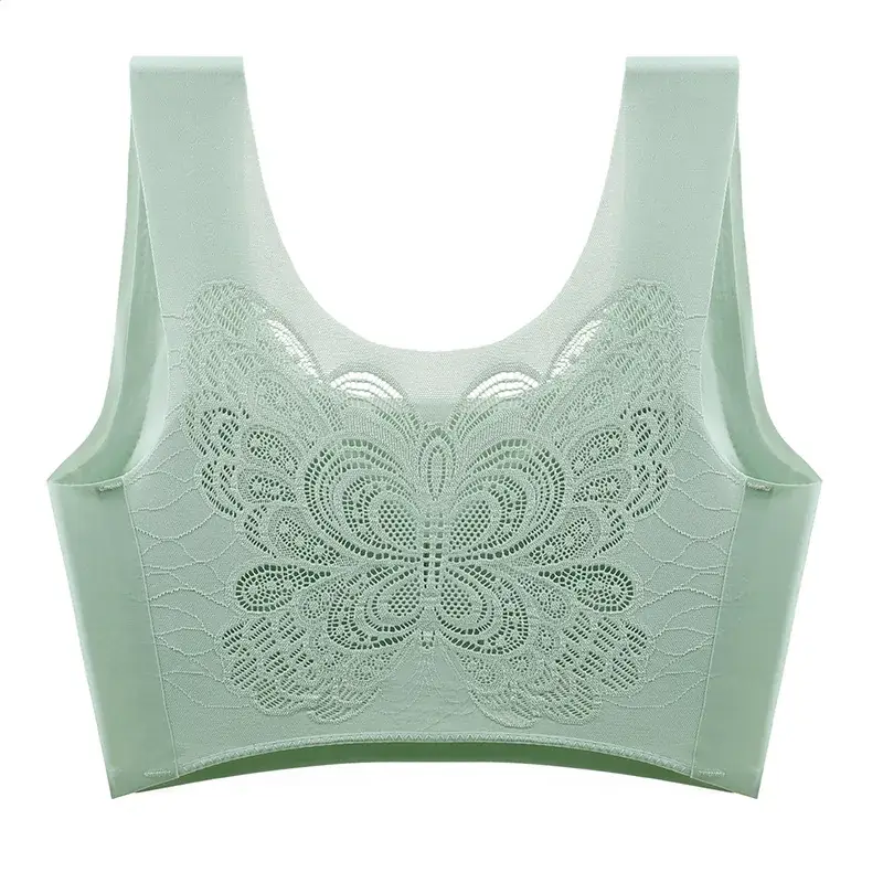 Seamless Breathable Plus Size Sports Bra with Embroidered Design - Image 5