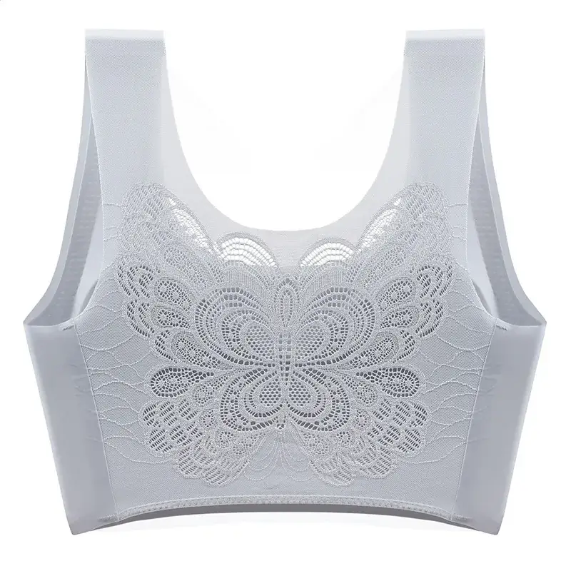 Seamless Breathable Plus Size Sports Bra with Embroidered Design - Image 9