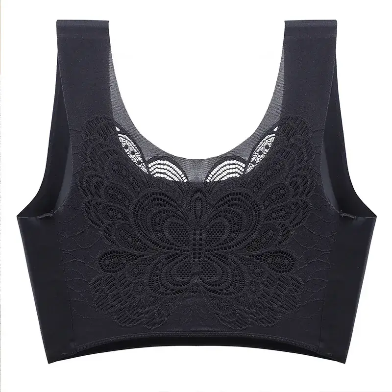 Seamless Breathable Plus Size Sports Bra with Embroidered Design - Image 2
