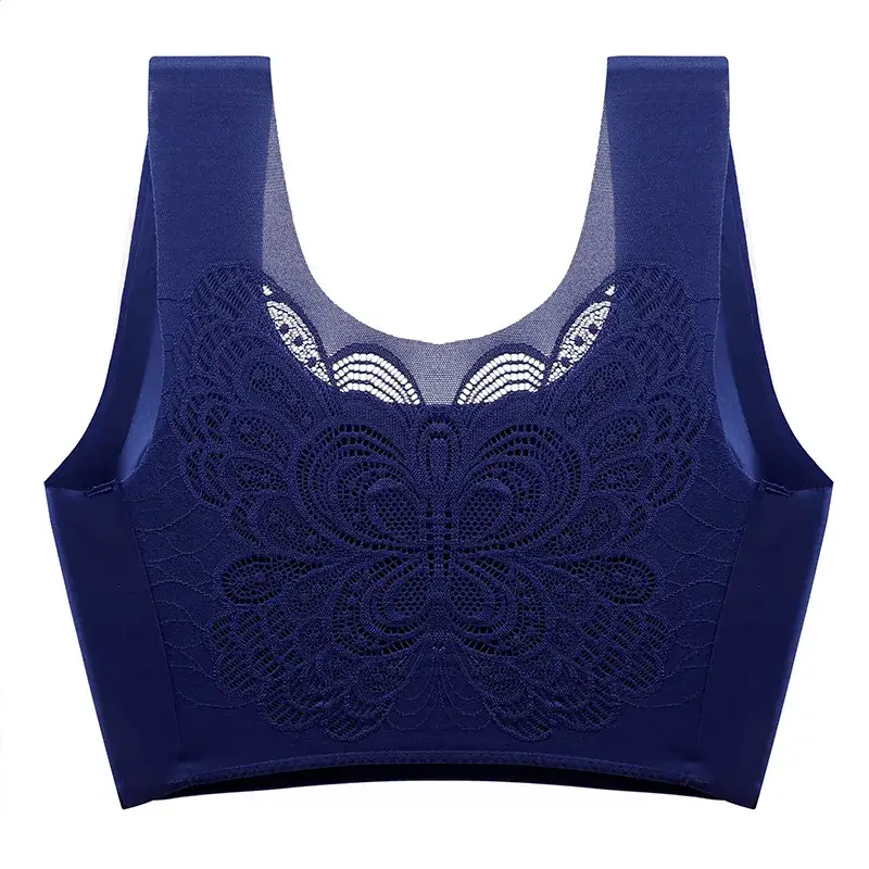 Seamless Breathable Plus Size Sports Bra with Embroidered Design - Image 8