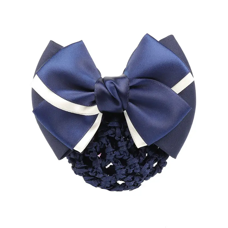 Blue Satin Hair Bow for Women with Curling End - Image 37