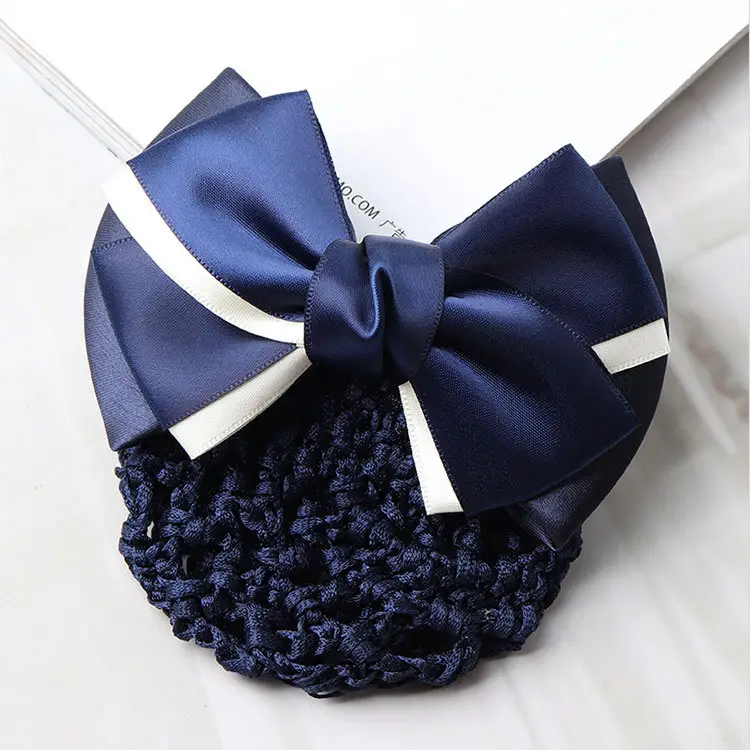 Blue Satin Hair Bow for Women with Curling End — feature 5