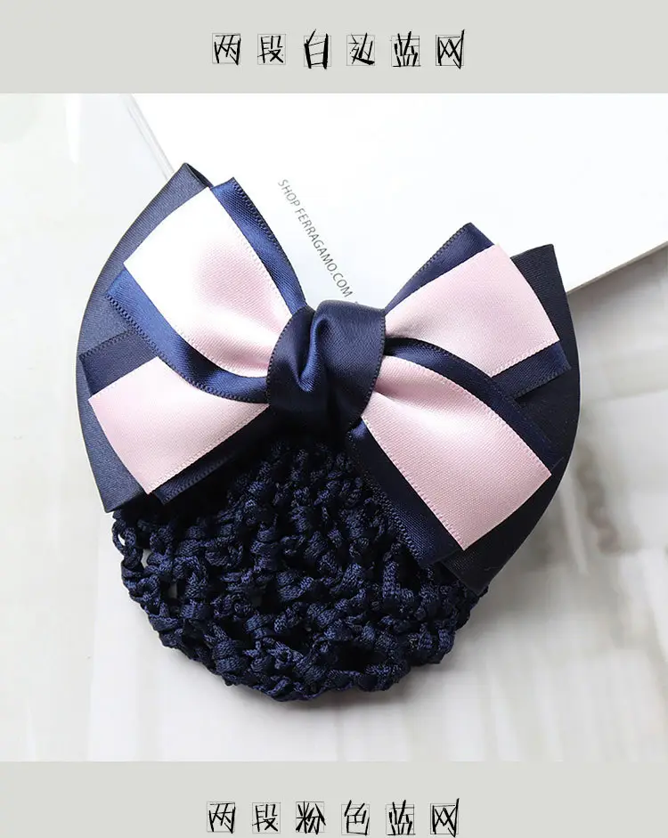 Blue Satin Hair Bow for Women with Curling End — feature 6