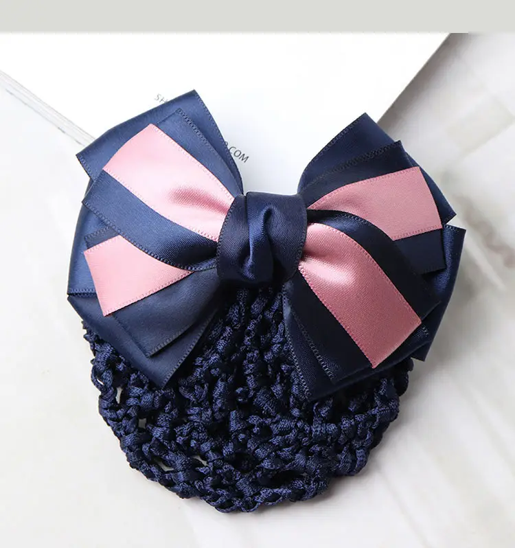 Blue Satin Hair Bow for Women with Curling End — feature 7