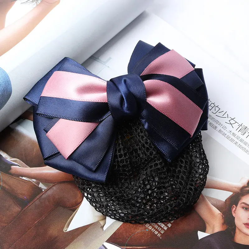 Blue Satin Hair Bow for Women with Curling End - Image 10