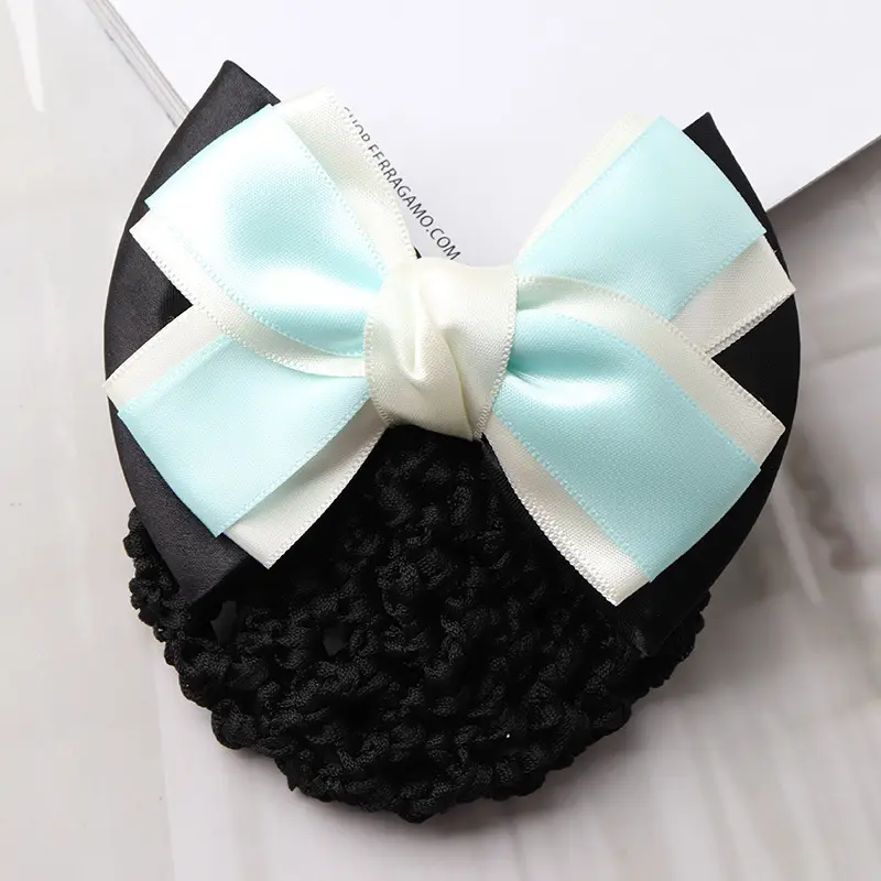 Blue Satin Hair Bow for Women with Curling End - Image 11