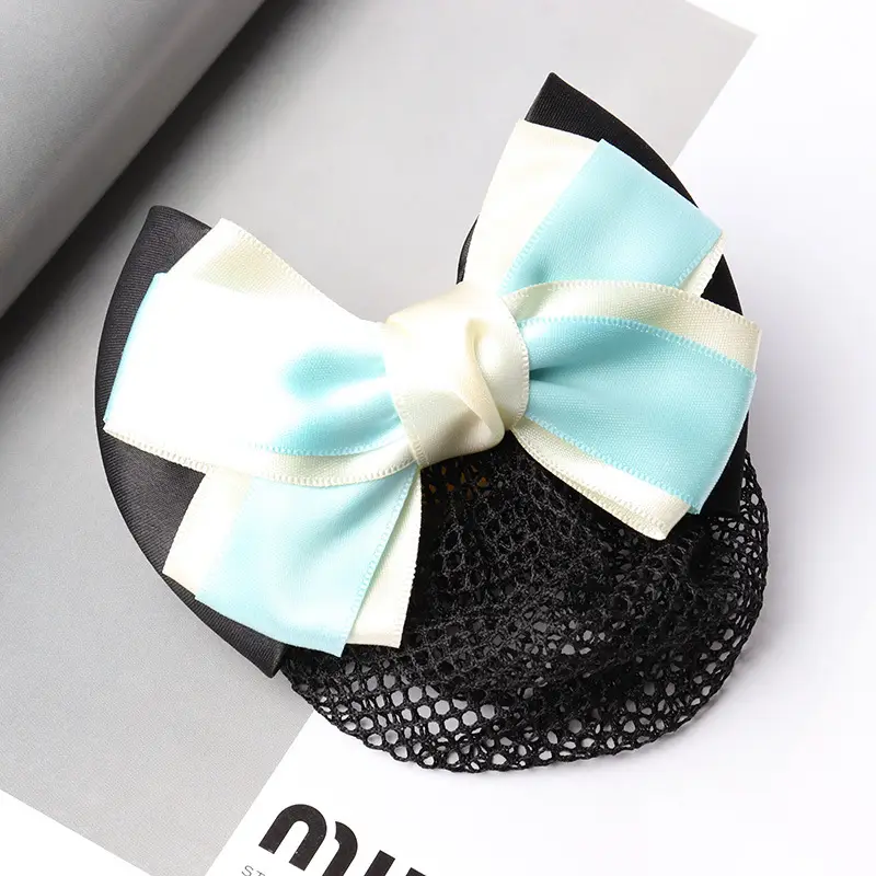Blue Satin Hair Bow for Women with Curling End - Image 12