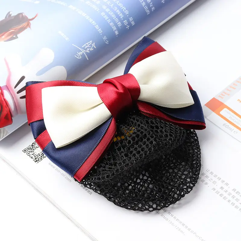 Blue Satin Hair Bow for Women with Curling End - Image 2