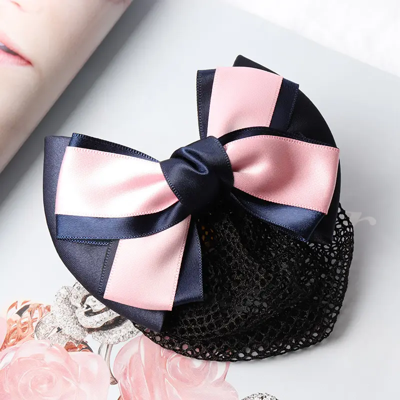 Blue Satin Hair Bow for Women with Curling End - Image 22
