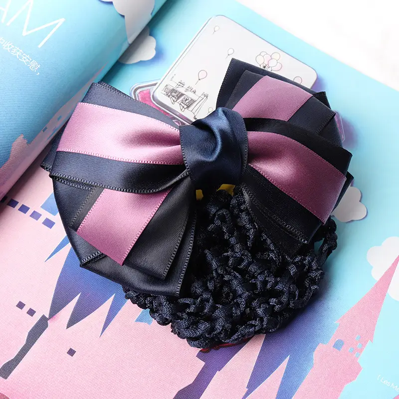 Blue Satin Hair Bow for Women with Curling End - Image 25