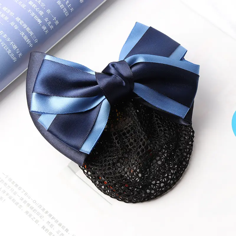 Blue Satin Hair Bow for Women with Curling End - Image 28