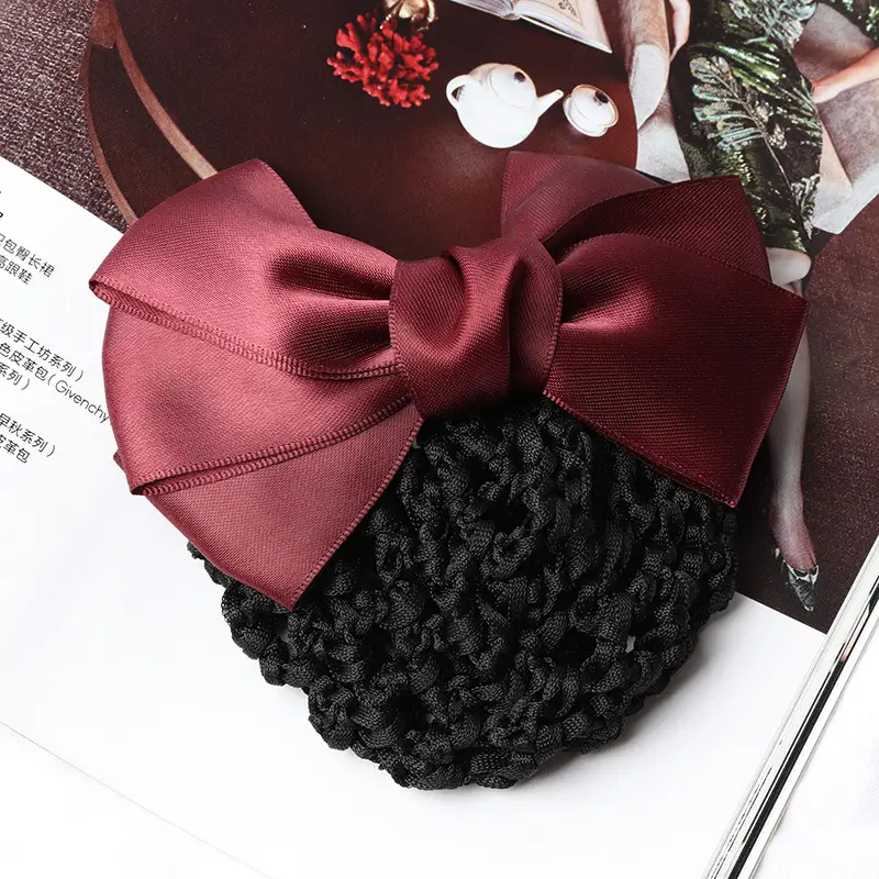 Blue Satin Hair Bow for Women with Curling End - Image 3