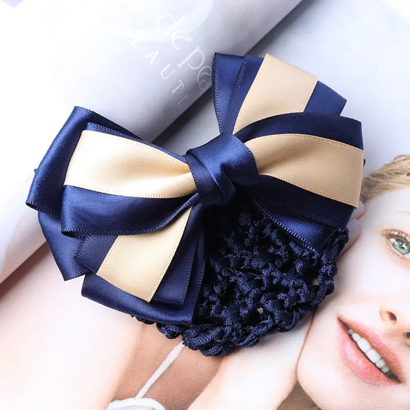 Blue Satin Hair Bow for Women with Curling End - Image 31