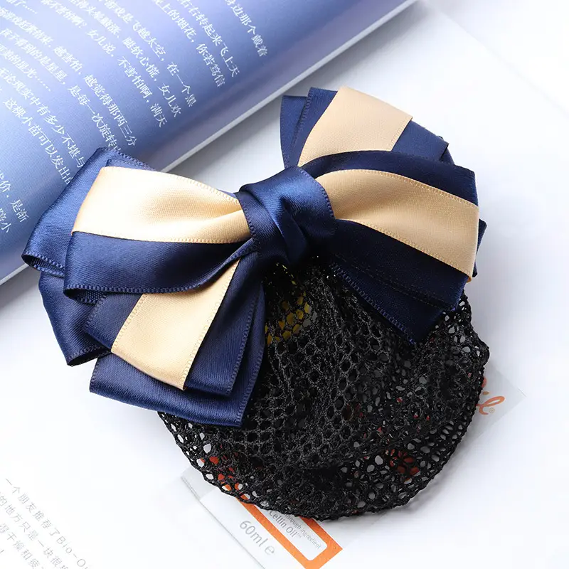 Blue Satin Hair Bow for Women with Curling End - Image 32