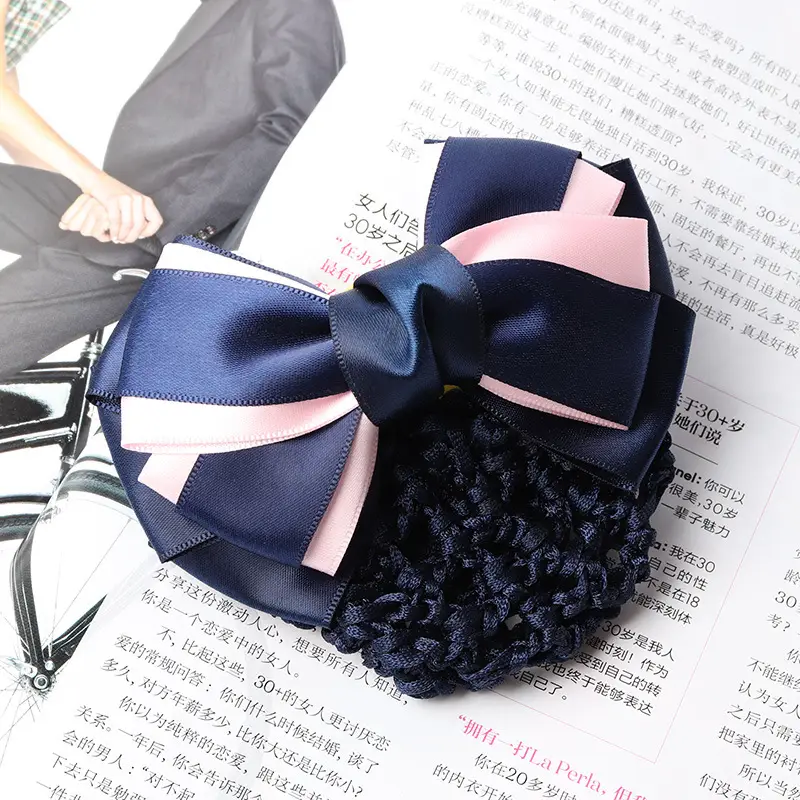Blue Satin Hair Bow for Women with Curling End - Image 5