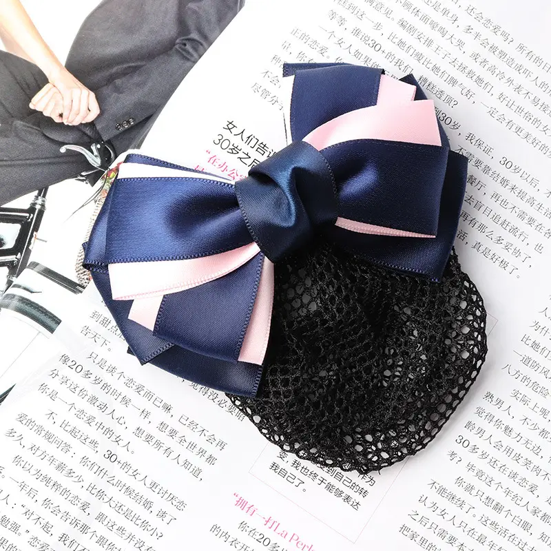 Blue Satin Hair Bow for Women with Curling End - Image 6