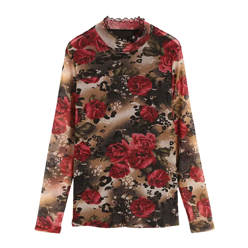 Women's Floral Half-High Collar Blouse 2025 - Image 5